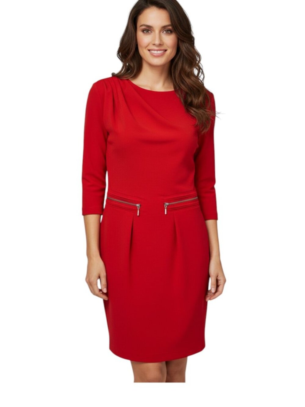 Hoss Intropia Red Drape Shoulder Dress